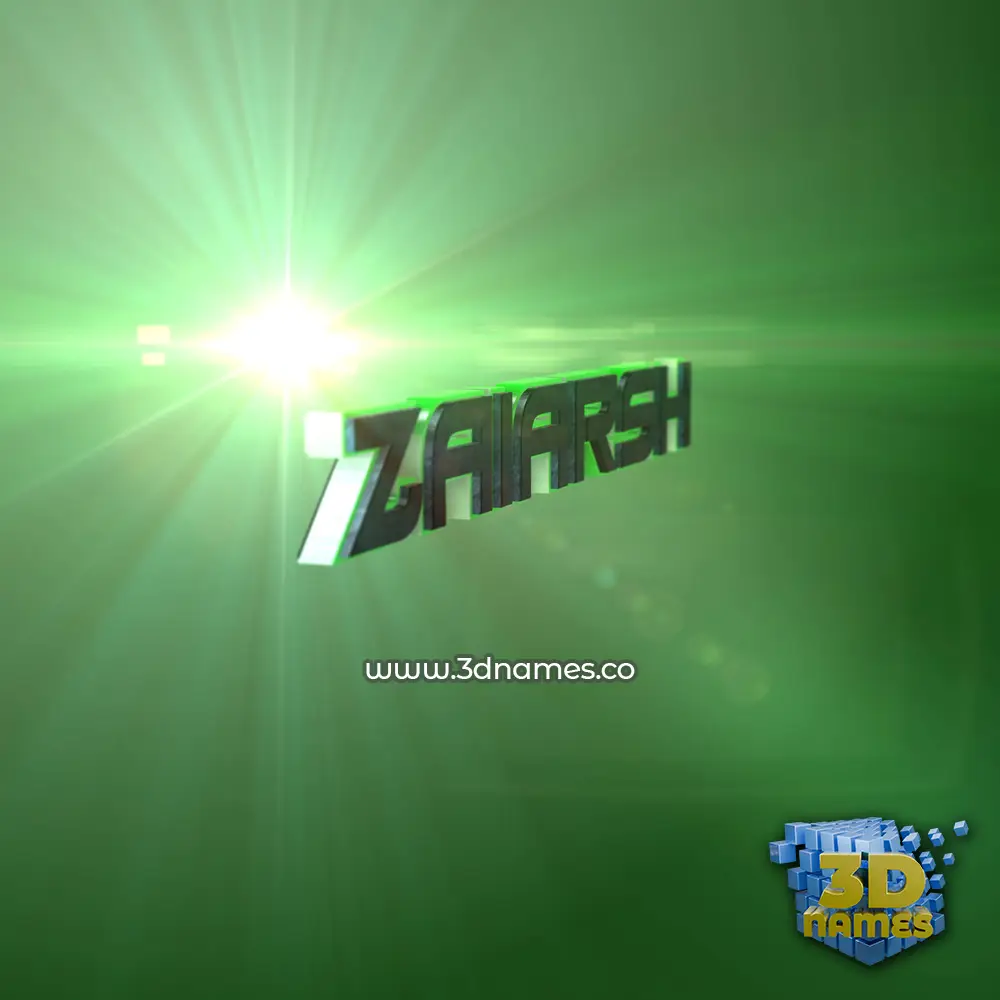 zaiarsh in Green Light style - 3D name wallpaper