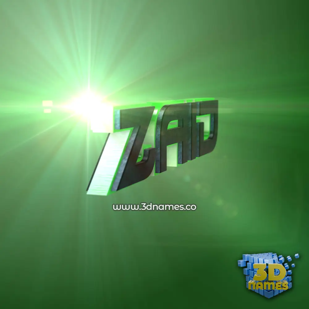 zaid in Green Light style - 3D name wallpaper