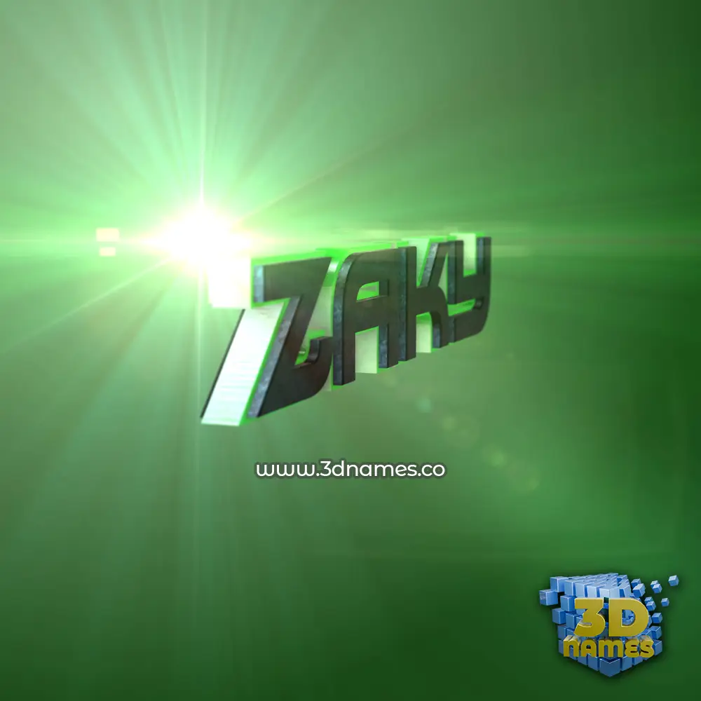 zaky in Green Light style - 3D name wallpaper