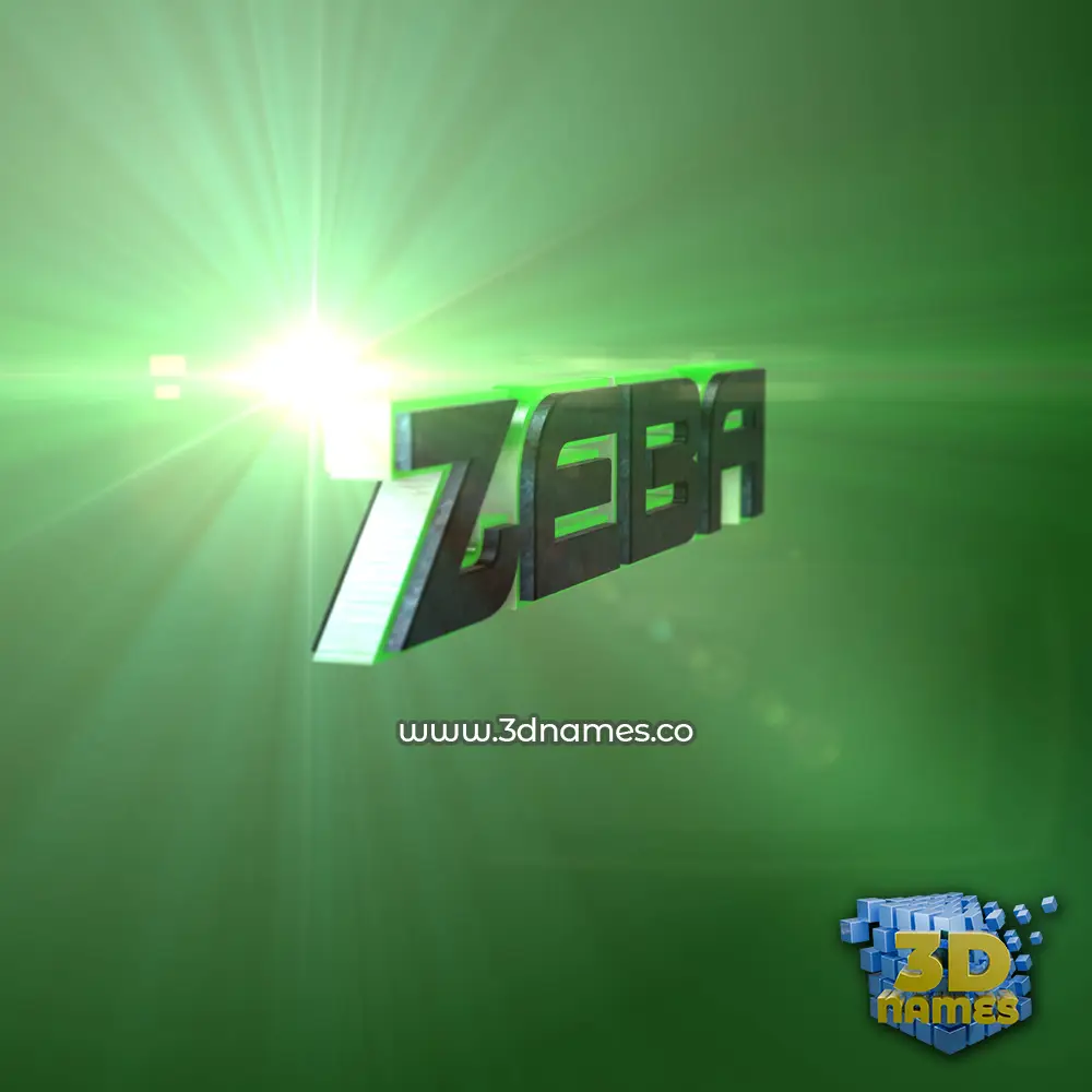 zeba in Green Light style - 3D name wallpaper