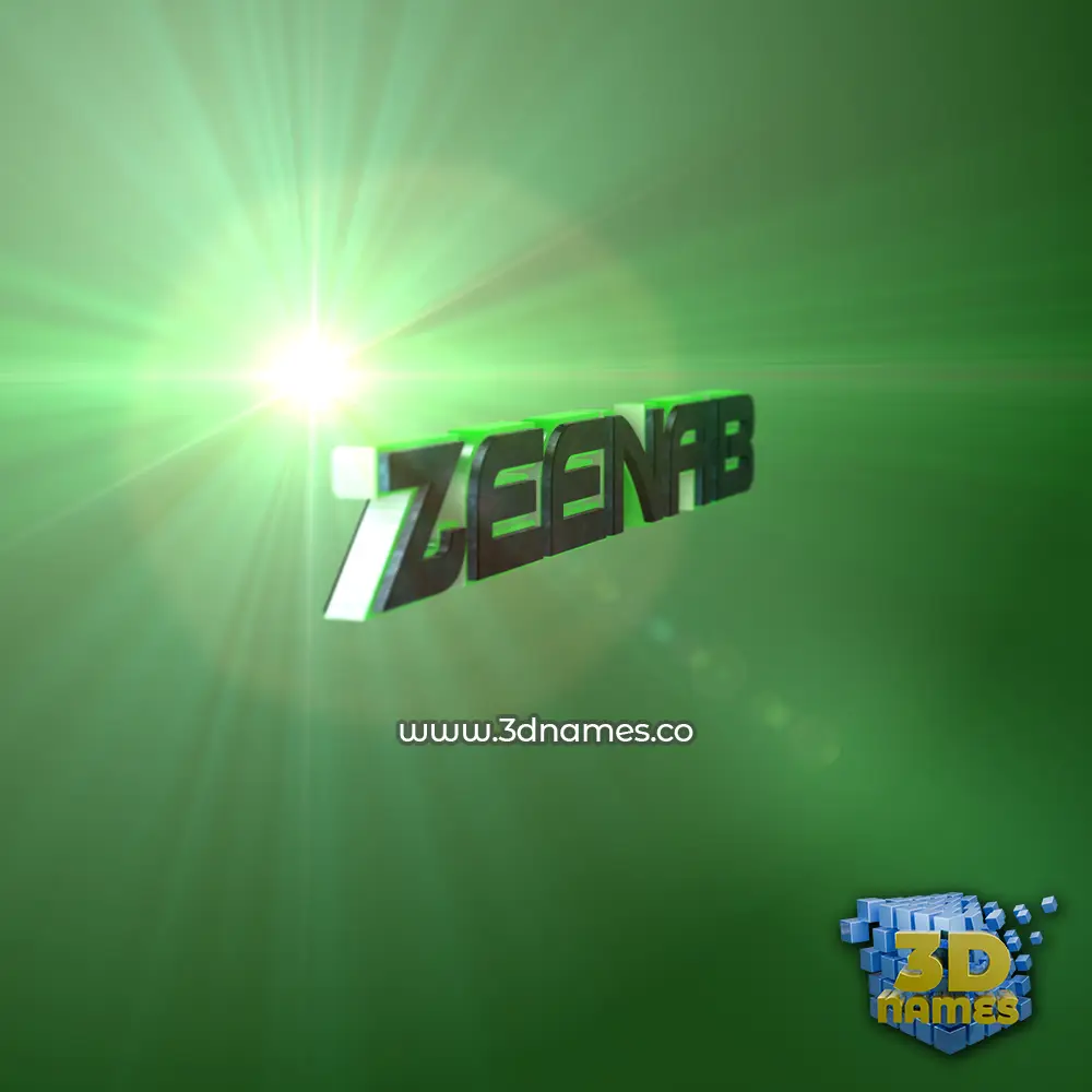 zeenab in Green Light style - 3D name wallpaper