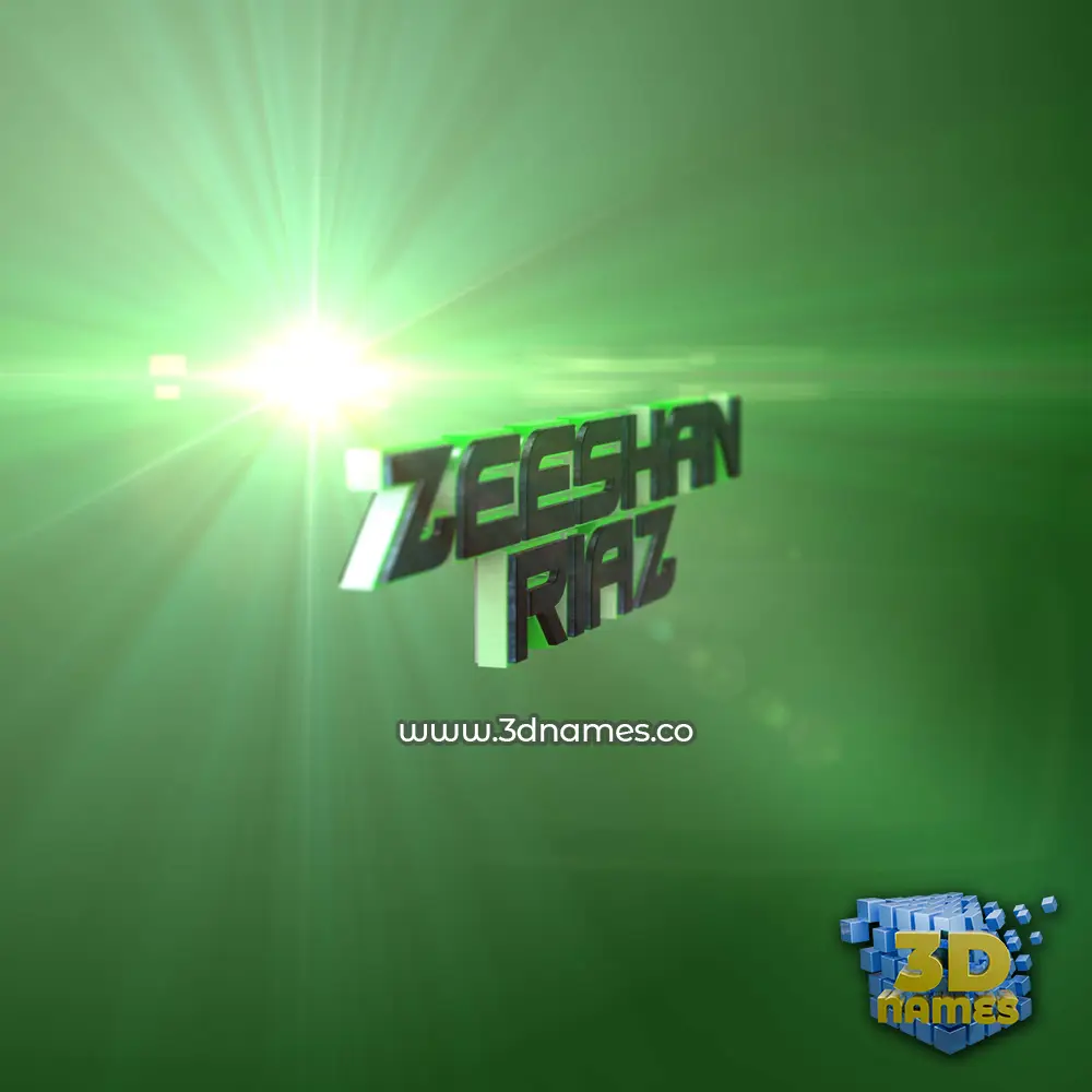 zeeshan riaz in Green Light style - 3D name wallpaper