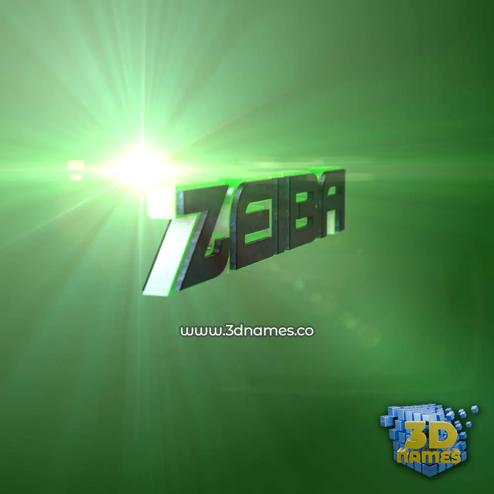 zeiba in Green Light style - 3D name wallpaper
