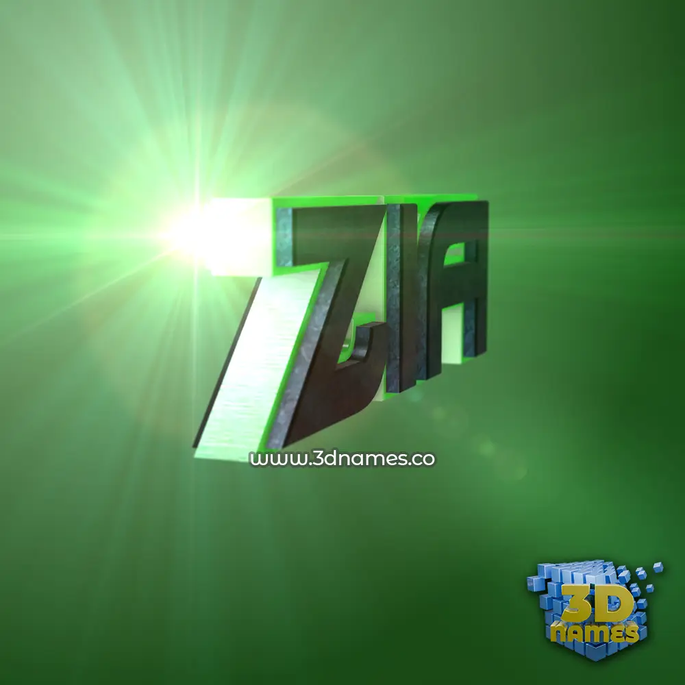 zia in Green Light style - 3D name wallpaper