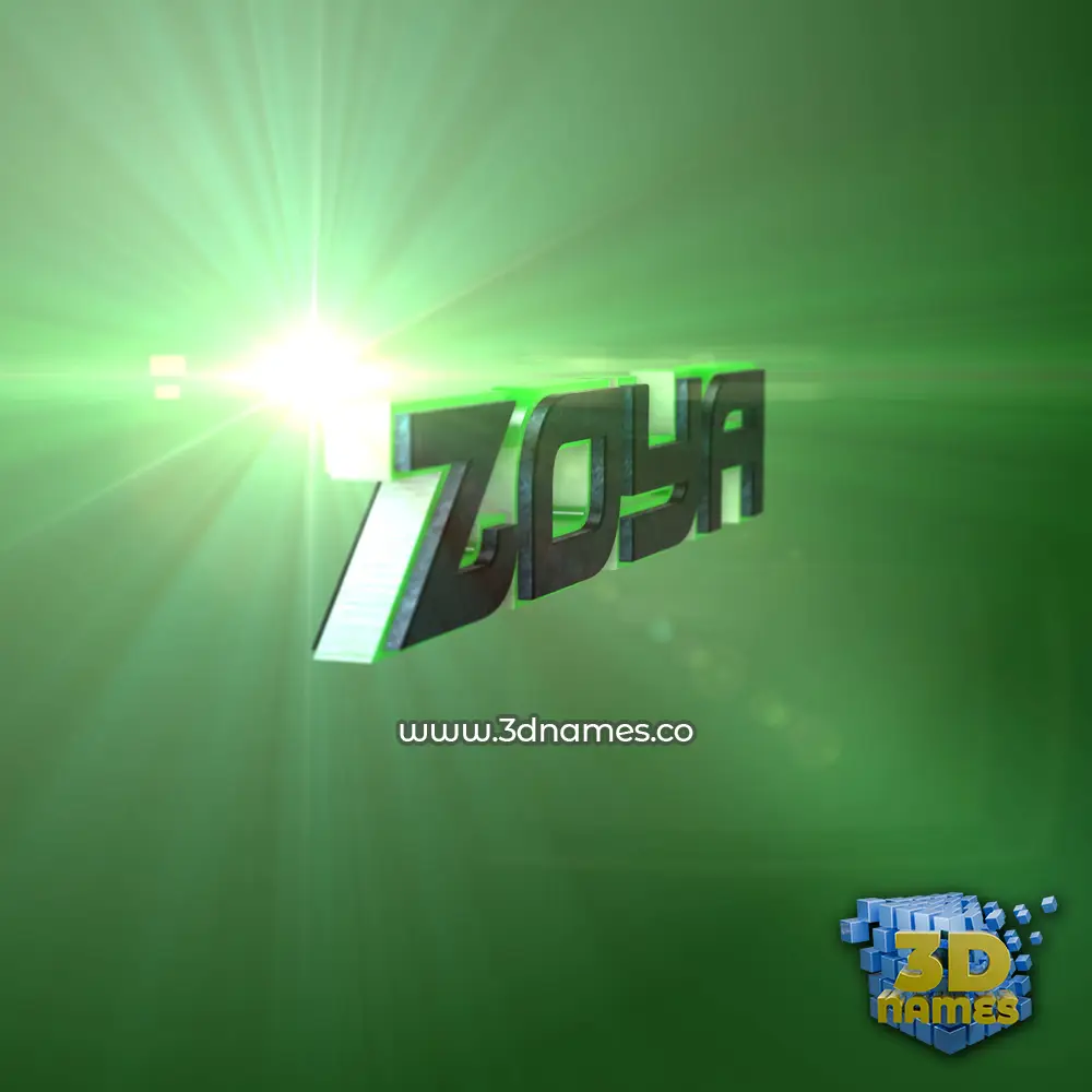 zoya in Green Light style - 3D name wallpaper