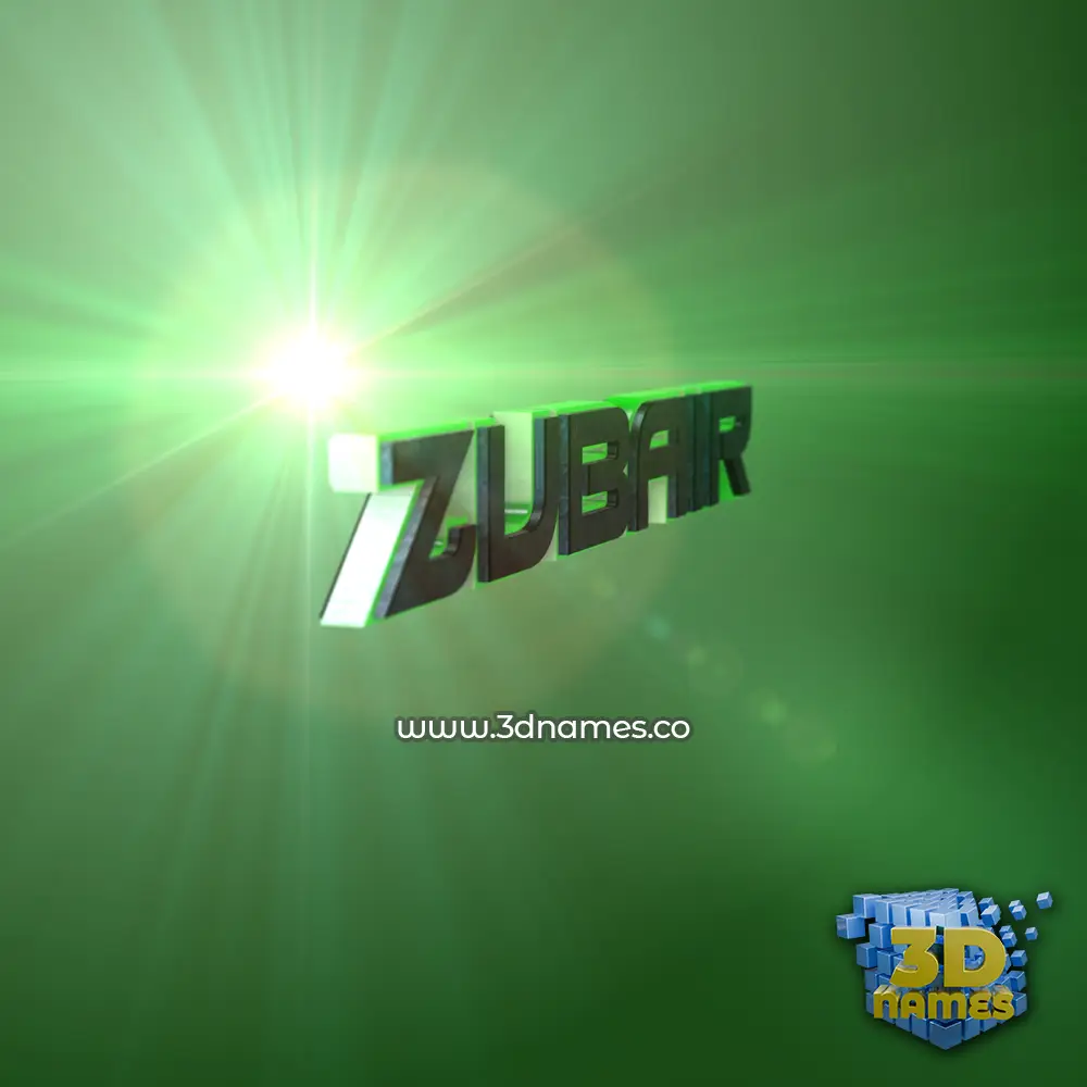 zubair in Green Light style - 3D name wallpaper