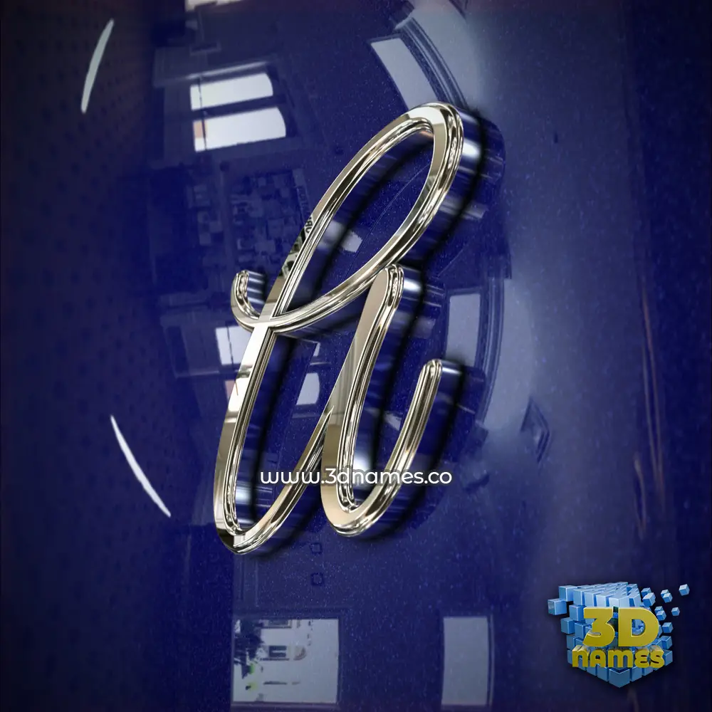 a in Metalic Blue style - 3D name wallpaper