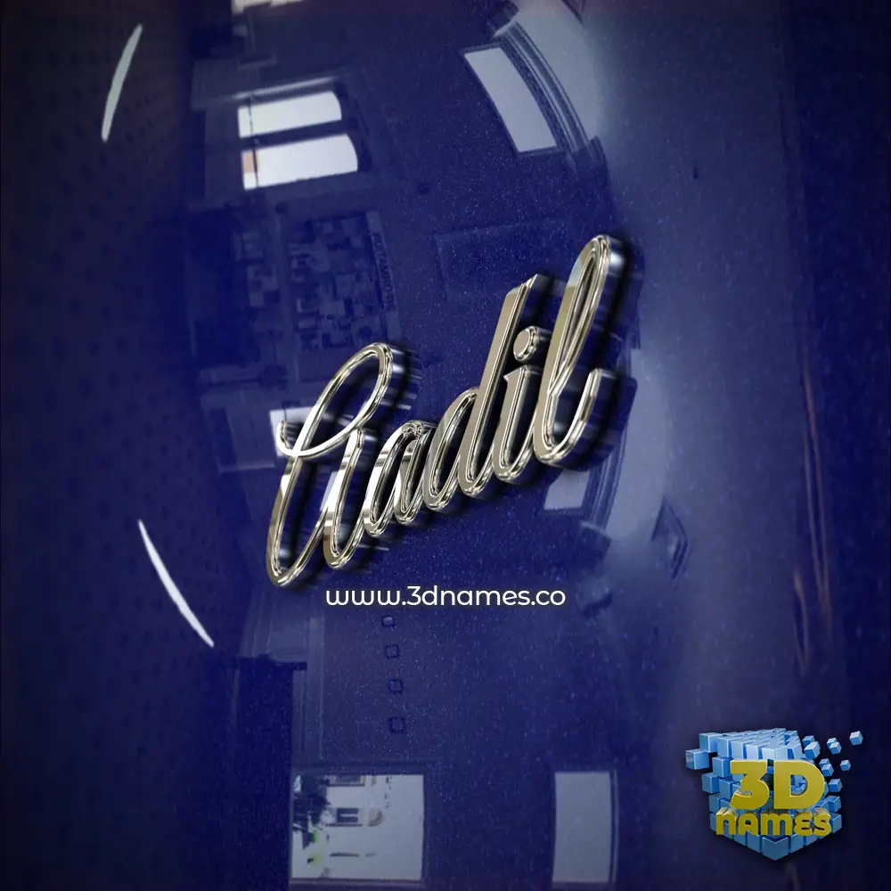 aadil in Metalic Blue style - 3D name wallpaper