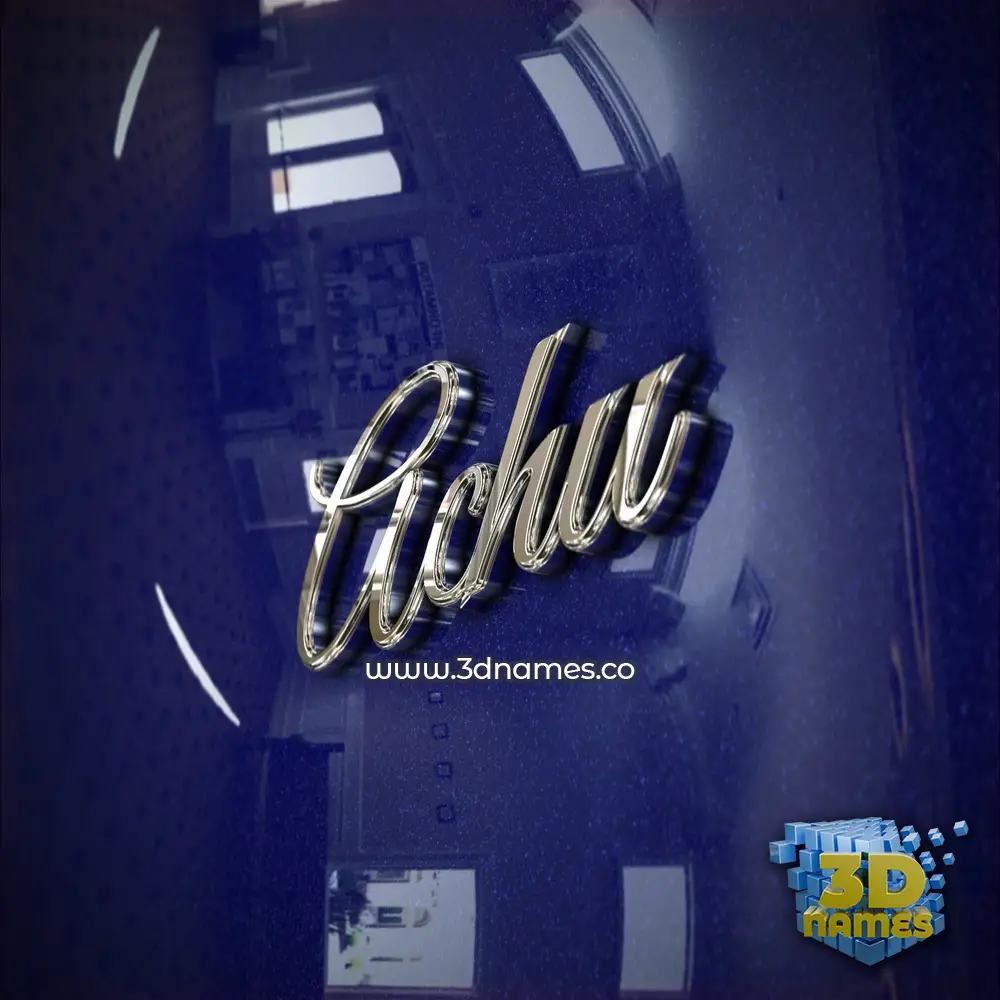 achu in Metalic Blue style - 3D name wallpaper