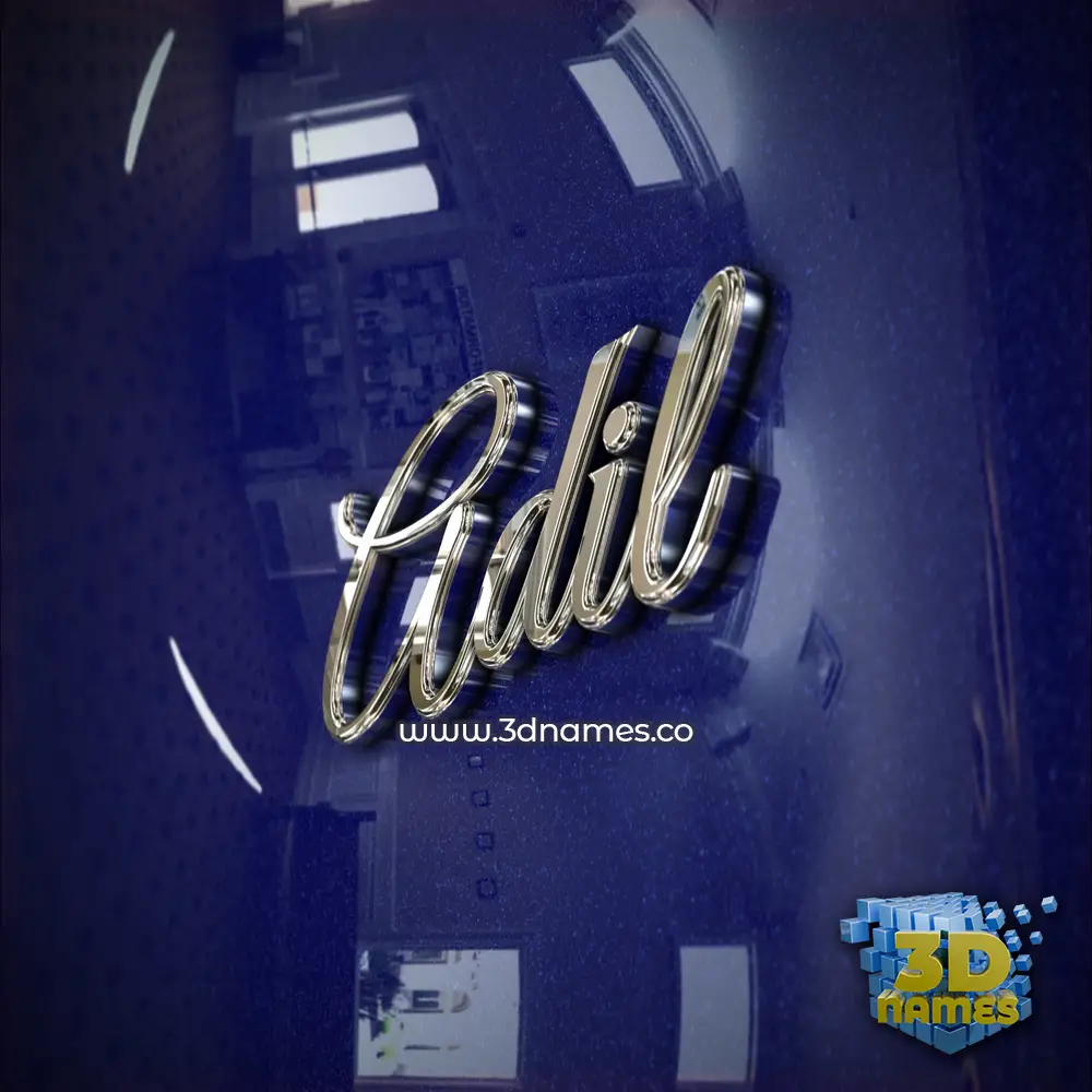 adil in Metalic Blue style - 3D name wallpaper