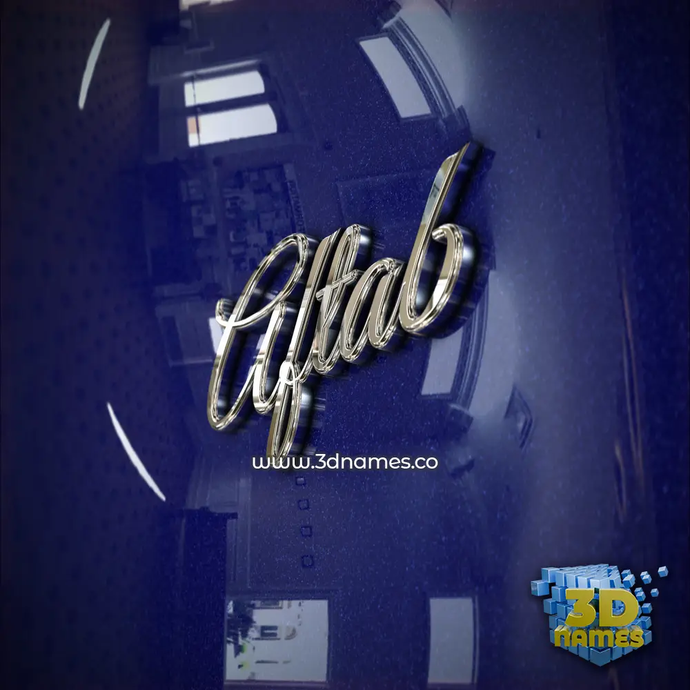 aftab in Metalic Blue style - 3D name wallpaper