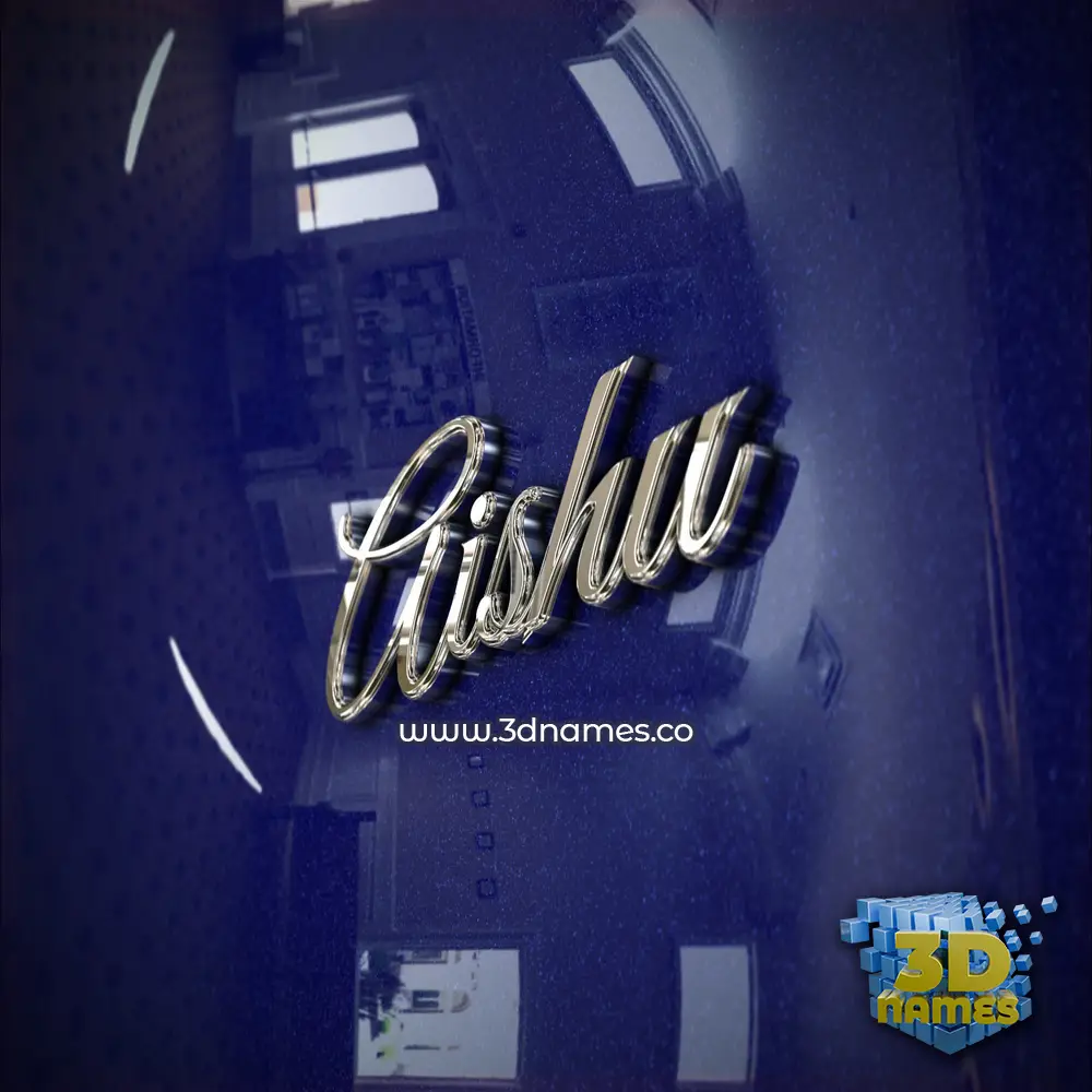 aishu in Metalic Blue style - 3D name wallpaper