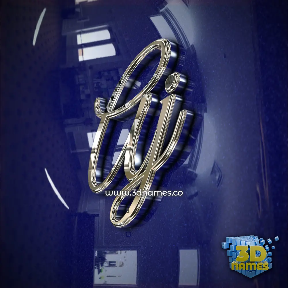 aj in Metalic Blue style - 3D name wallpaper