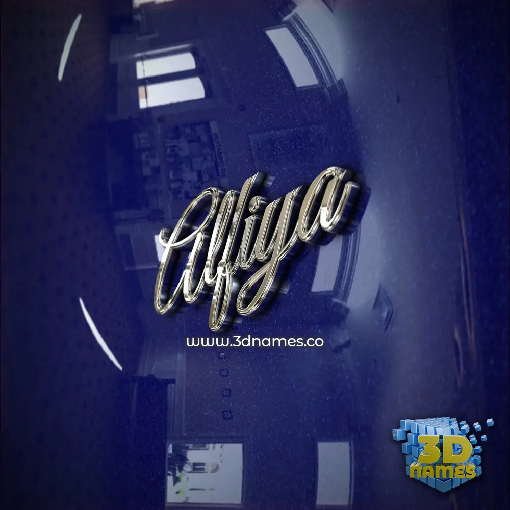 alfiya in Metalic Blue style - 3D name wallpaper