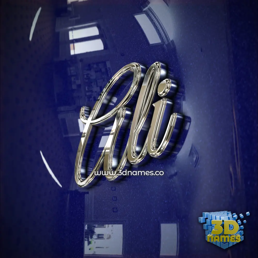 ali in Metalic Blue style - 3D name wallpaper