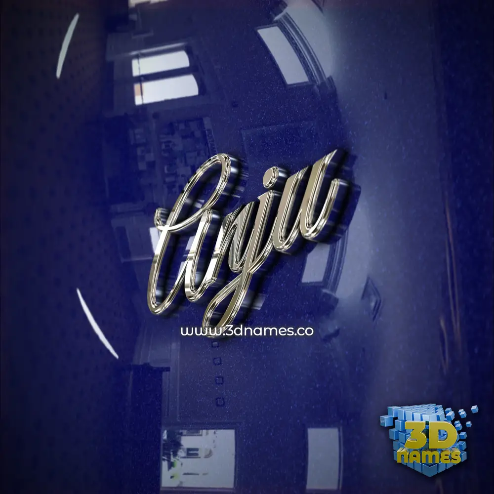 anju in Metalic Blue style - 3D name wallpaper
