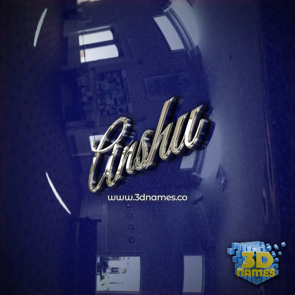 anshu in Metalic Blue style - 3D name wallpaper
