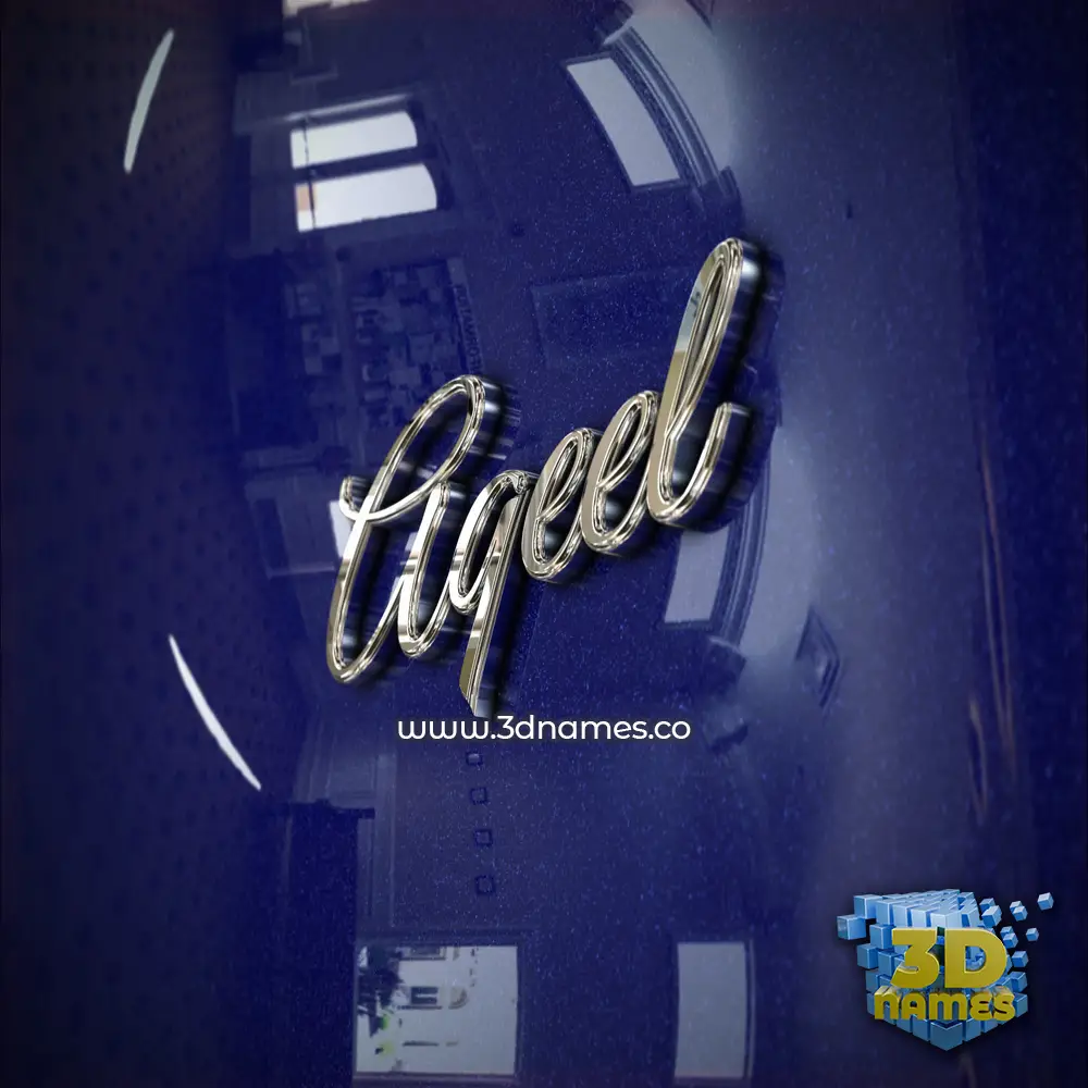 aqeel in Metalic Blue style - 3D name wallpaper