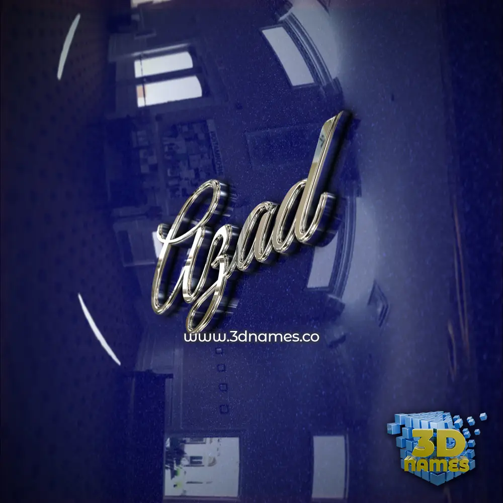 azad in Metalic Blue style - 3D name wallpaper