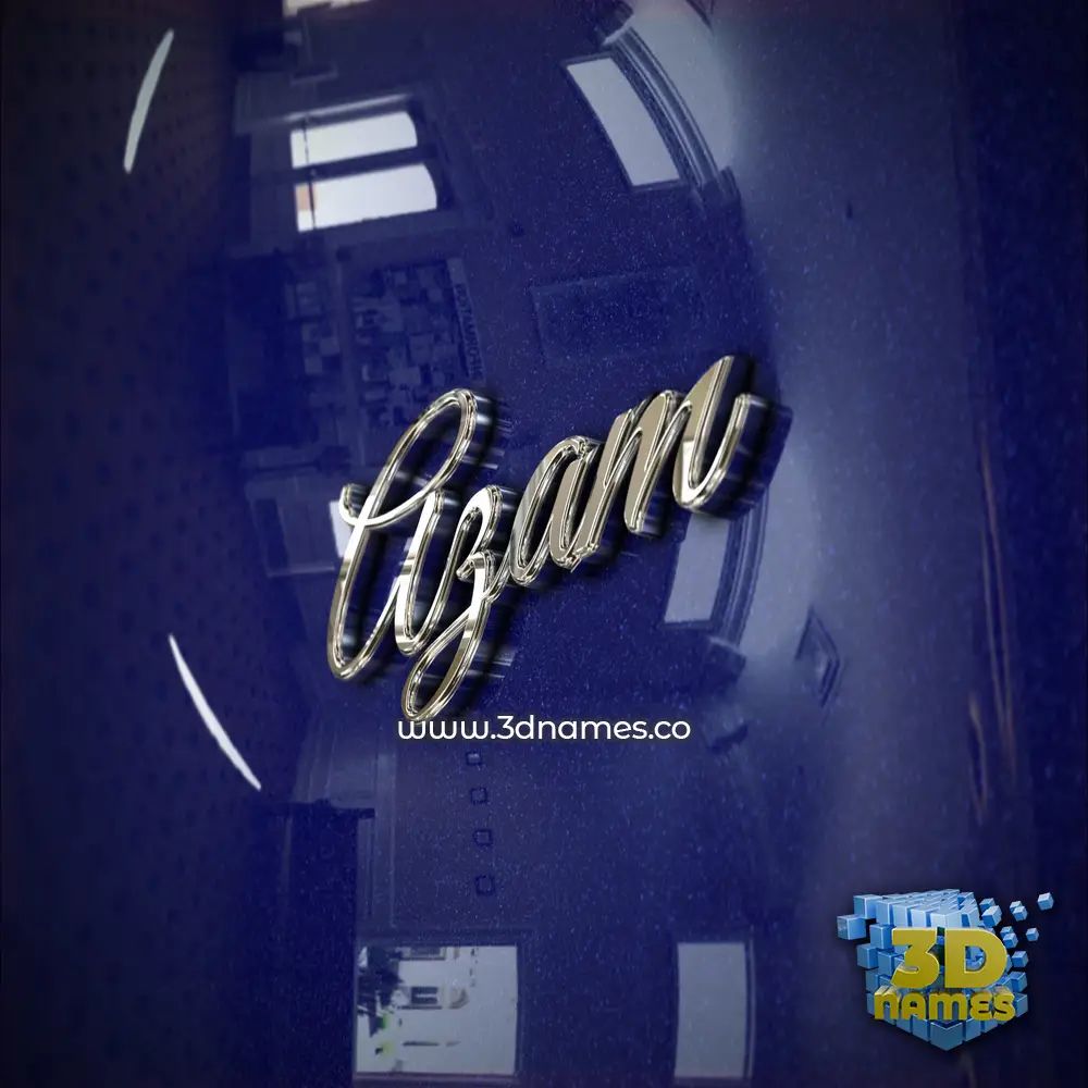 azam in Metalic Blue style - 3D name wallpaper