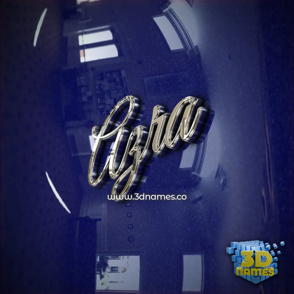 azra in Metalic Blue style - 3D name wallpaper