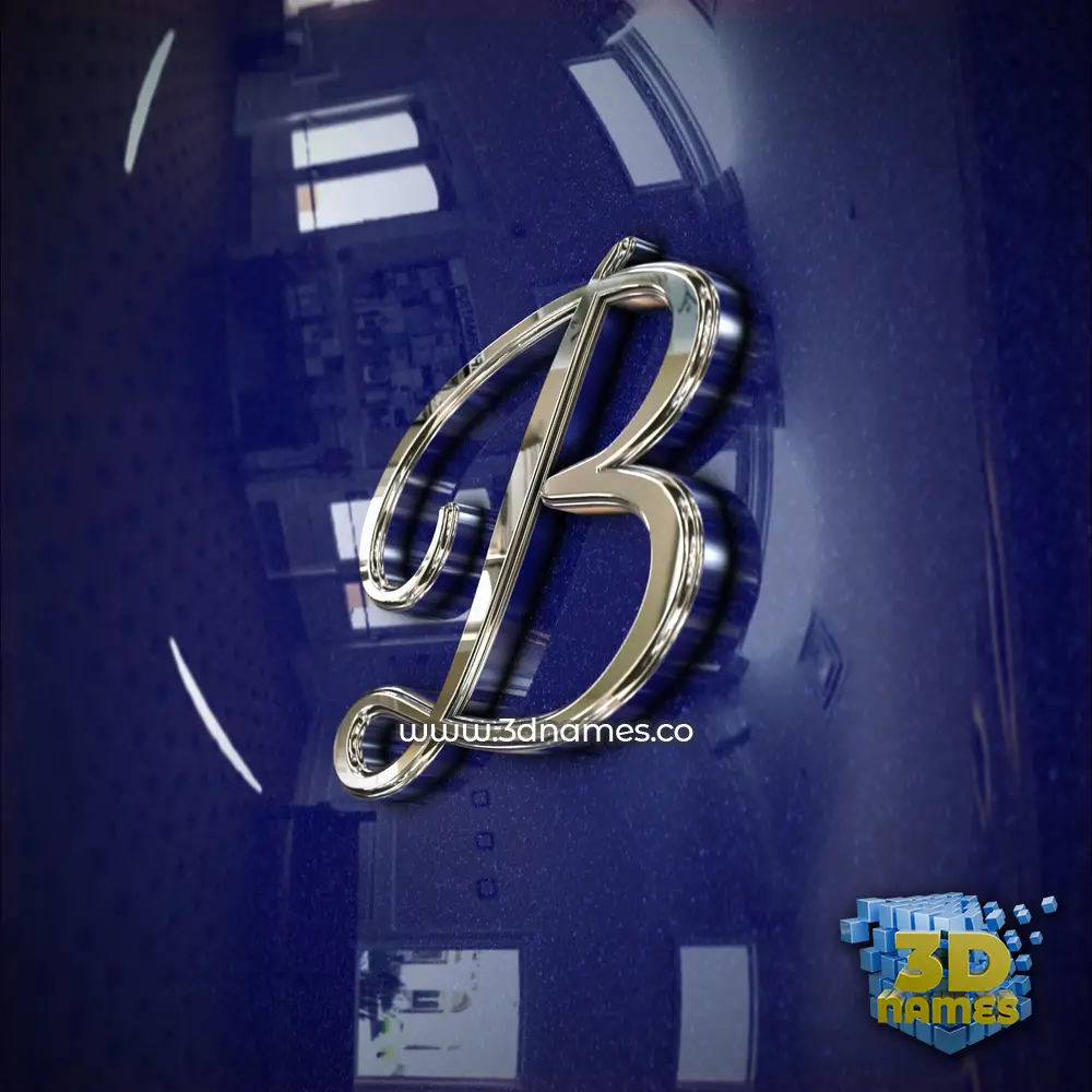 b in Metalic Blue style - 3D name wallpaper