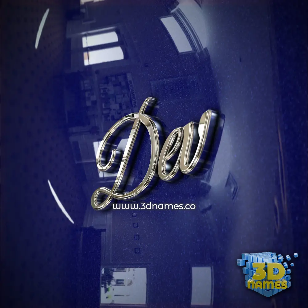 dev in Metalic Blue style - 3D name wallpaper