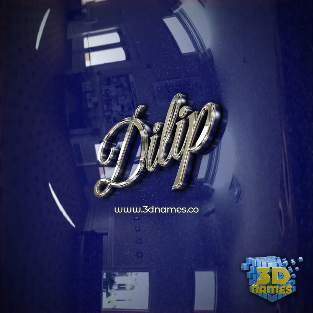 dilip in Metalic Blue style - 3D name wallpaper