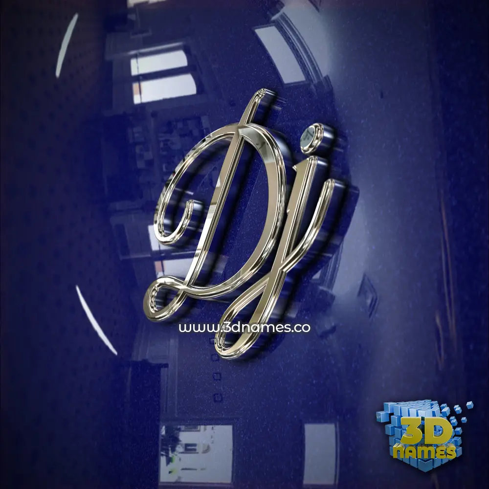 dj in Metalic Blue style - 3D name wallpaper