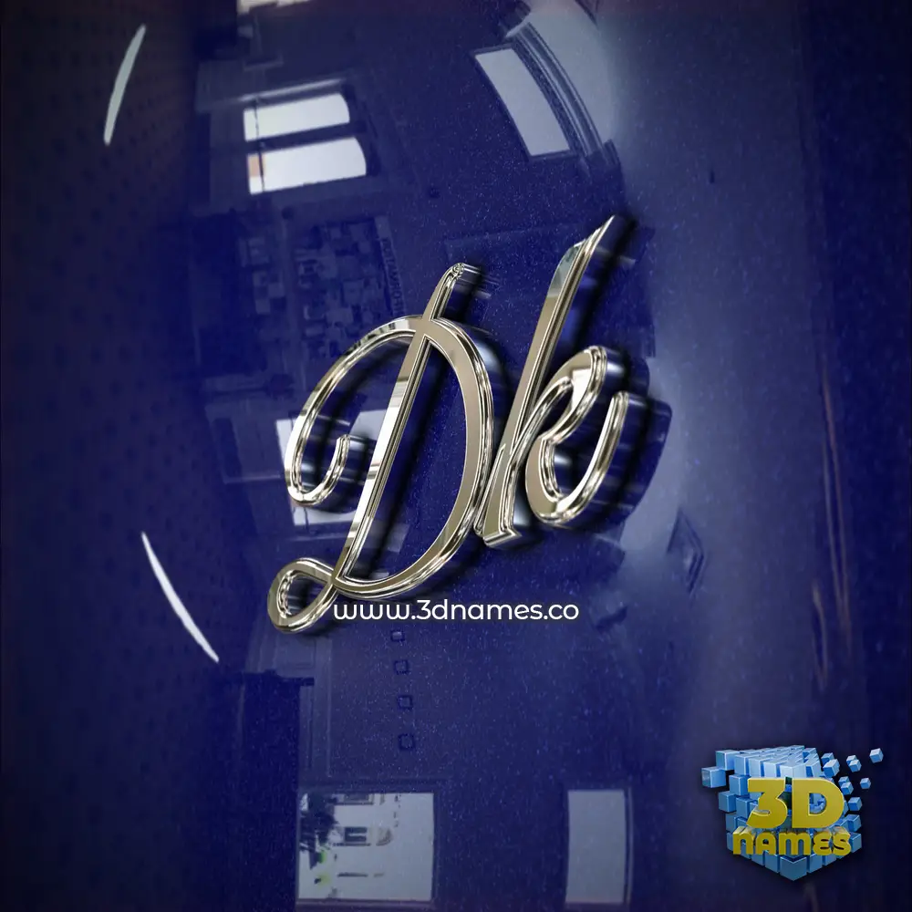 dk in Metalic Blue style - 3D name wallpaper