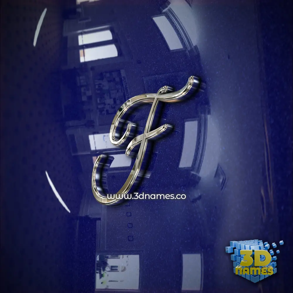 f in Metalic Blue style - 3D name wallpaper
