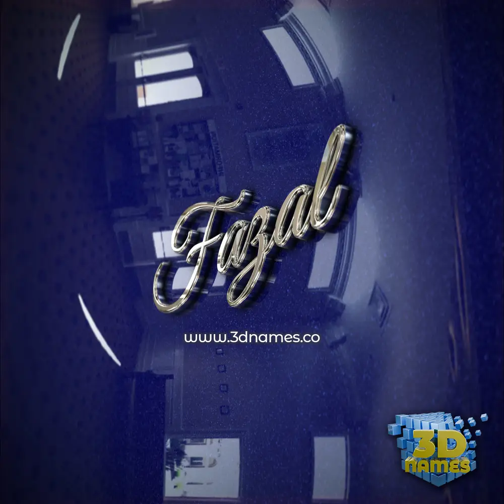 fazal in Metalic Blue style - 3D name wallpaper
