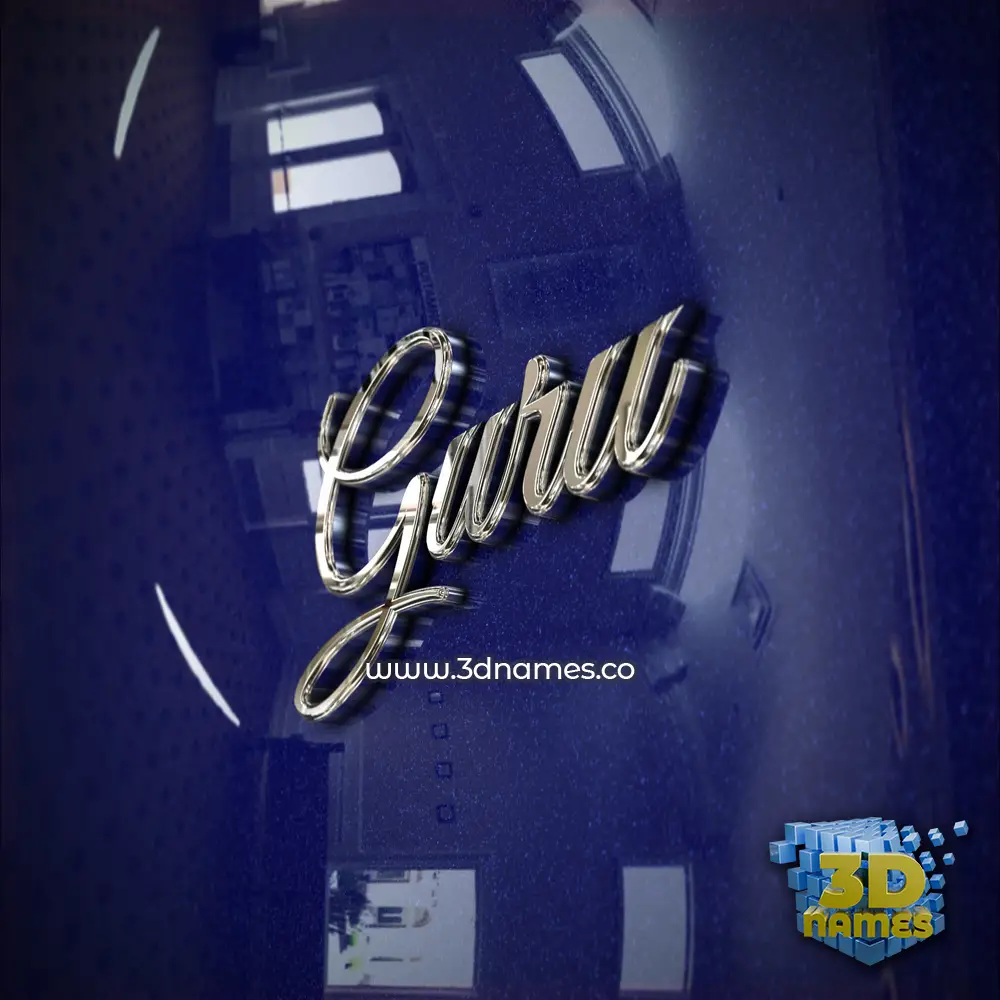 guru in Metalic Blue style - 3D name wallpaper