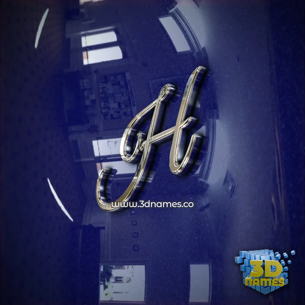 h in Metalic Blue style - 3D name wallpaper