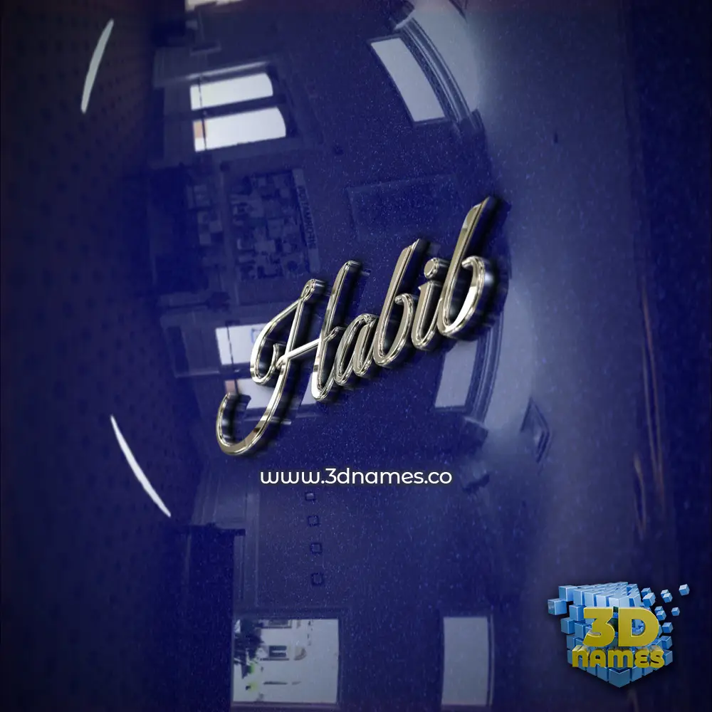habib in Metalic Blue style - 3D name wallpaper