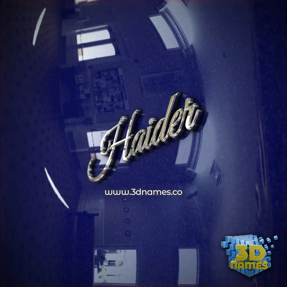 haider in Metalic Blue style - 3D name wallpaper