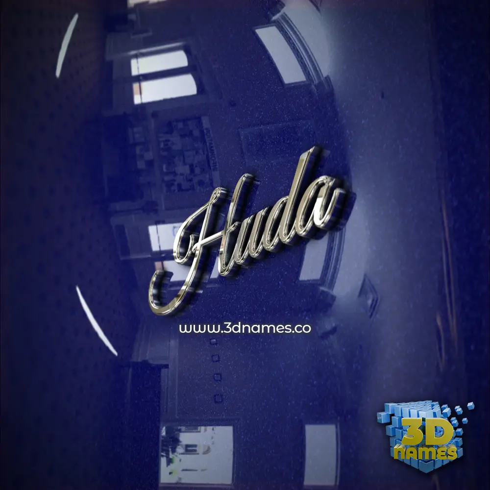 huda in Metalic Blue style - 3D name wallpaper