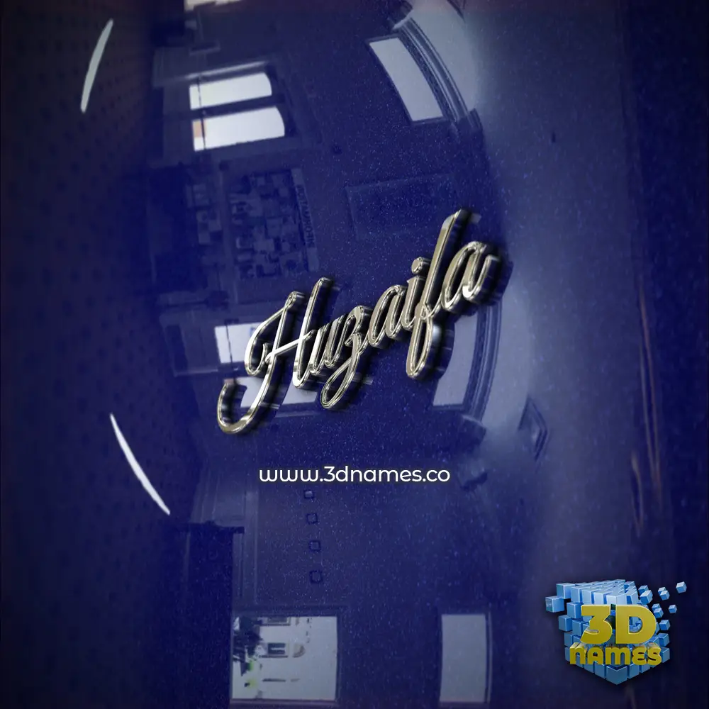 huzaifa in Metalic Blue style - 3D name wallpaper