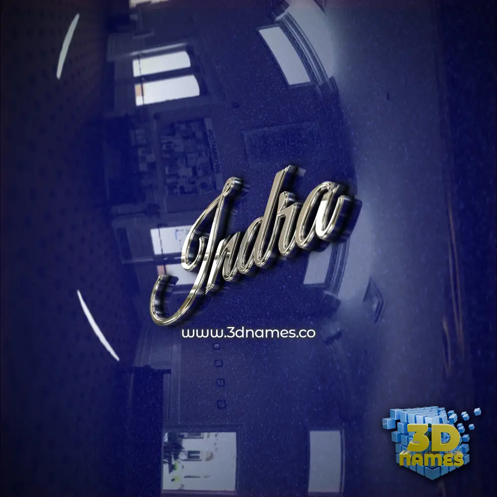 indra in Metalic Blue style - 3D name wallpaper