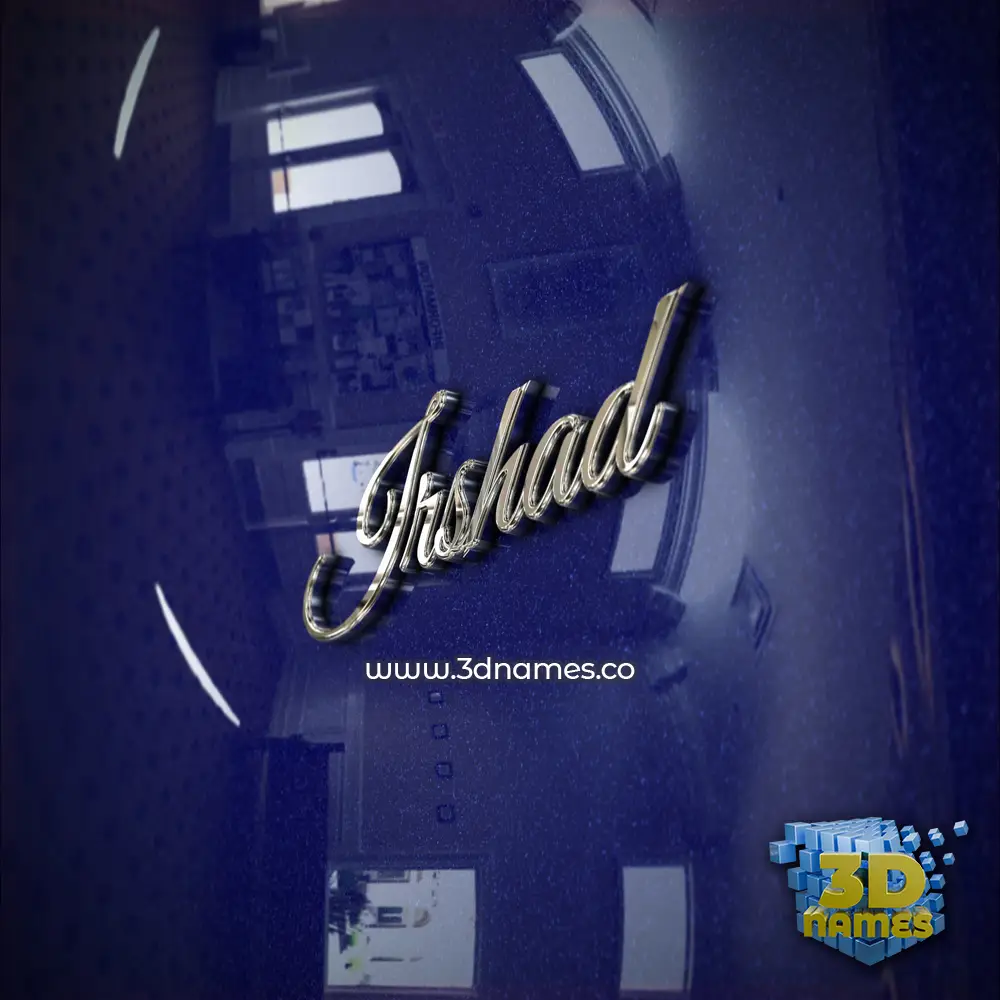 irshad in Metalic Blue style - 3D name wallpaper