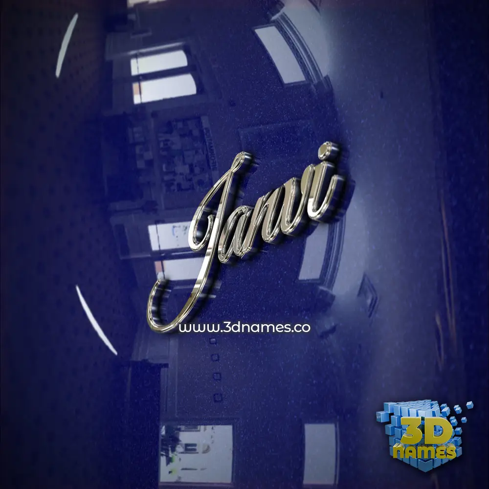 janvi in Metalic Blue style - 3D name wallpaper