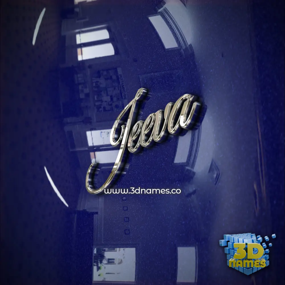 jeeva in Metalic Blue style - 3D name wallpaper