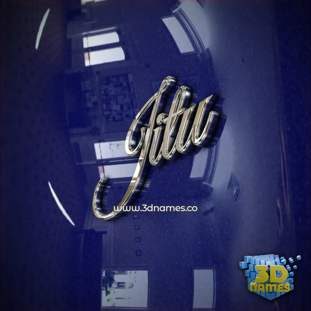 jitu in Metalic Blue style - 3D name wallpaper