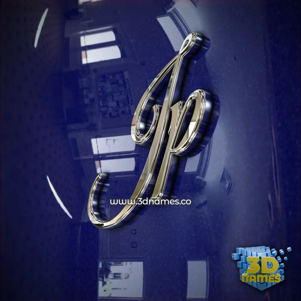 jp in Metalic Blue style - 3D name wallpaper