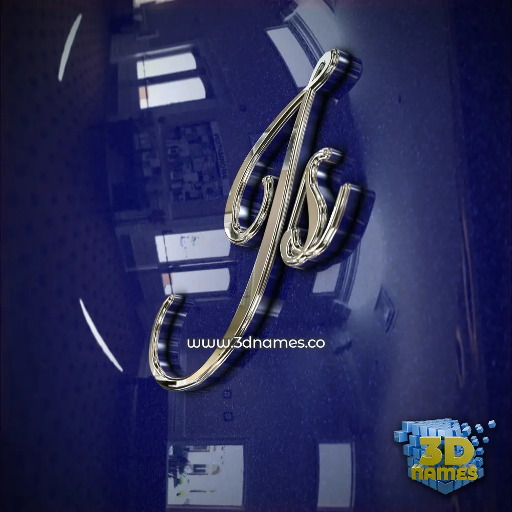 js in Metalic Blue style - 3D name wallpaper