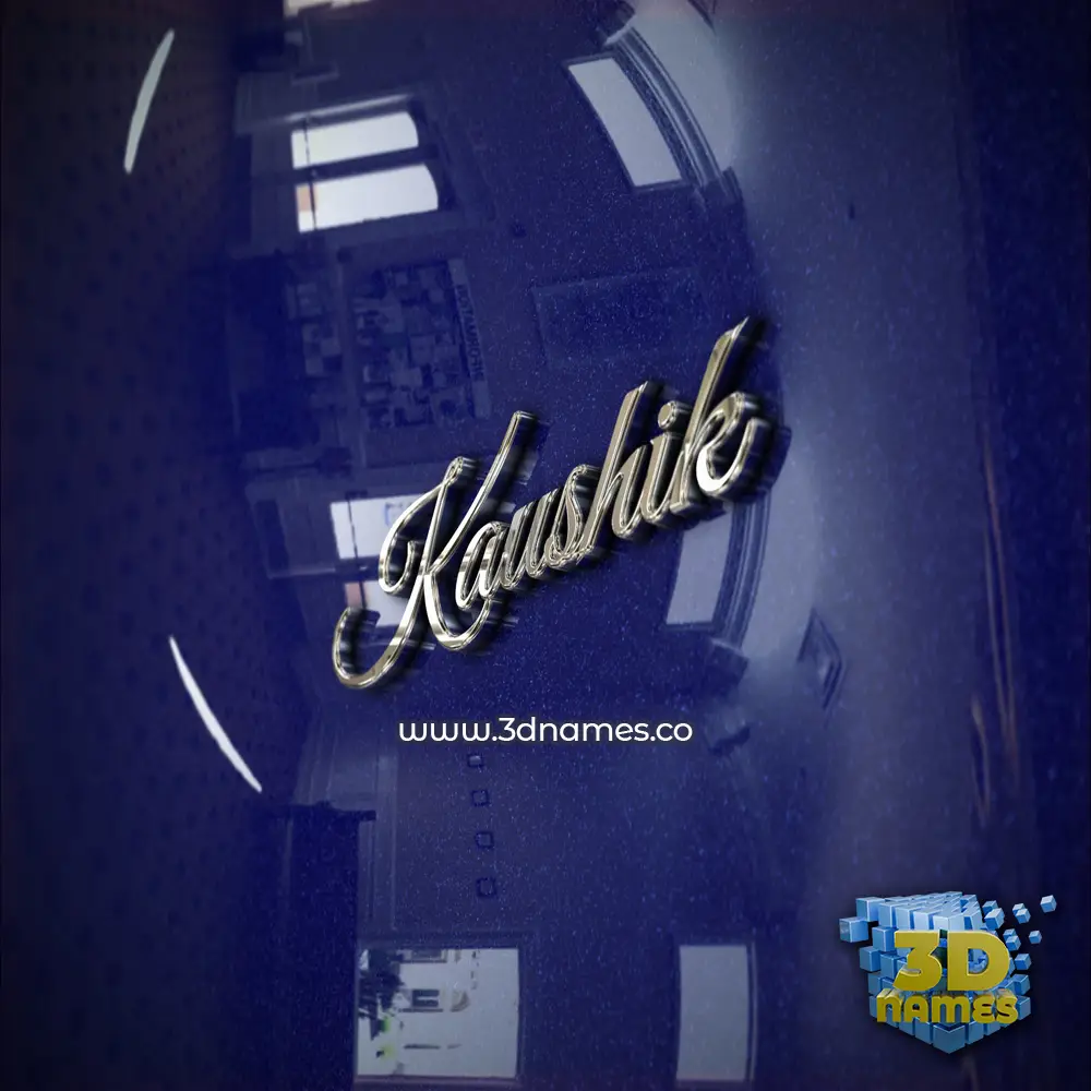 kaushik in Metalic Blue style - 3D name wallpaper