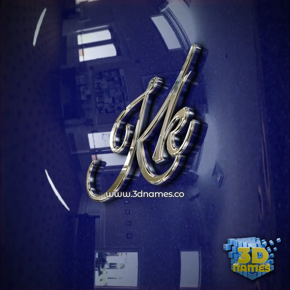 kk in Metalic Blue style - 3D name wallpaper