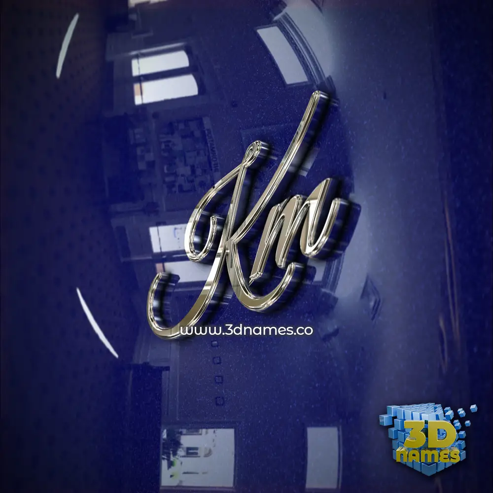 km in Metalic Blue style - 3D name wallpaper