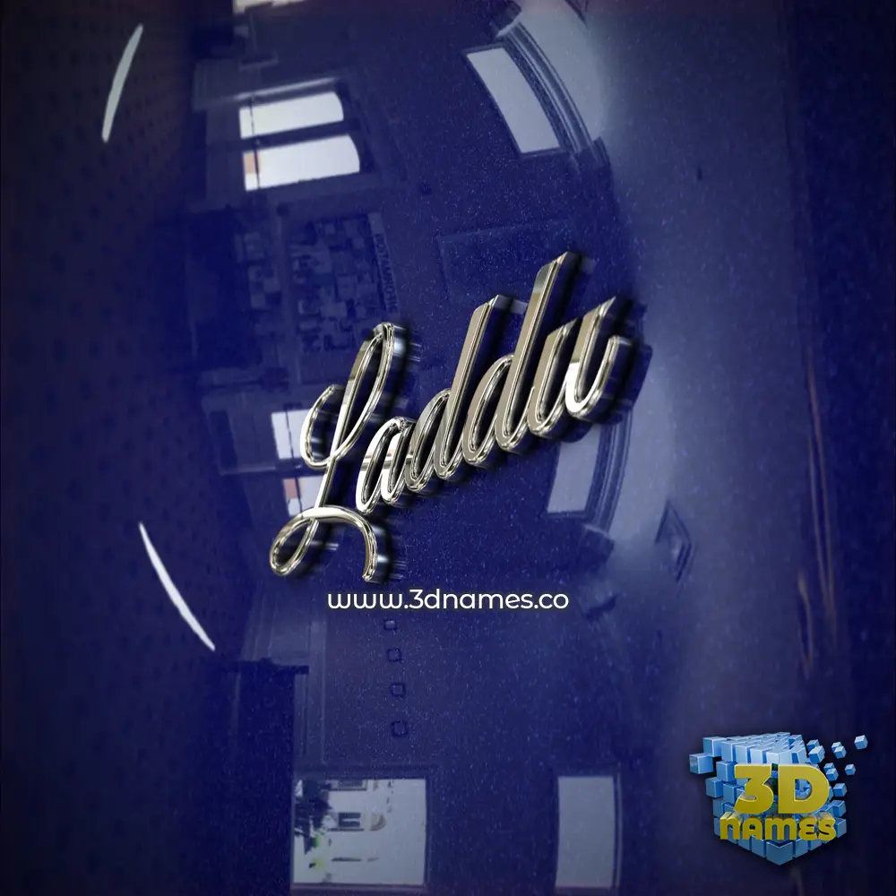laddu in Metalic Blue style - 3D name wallpaper