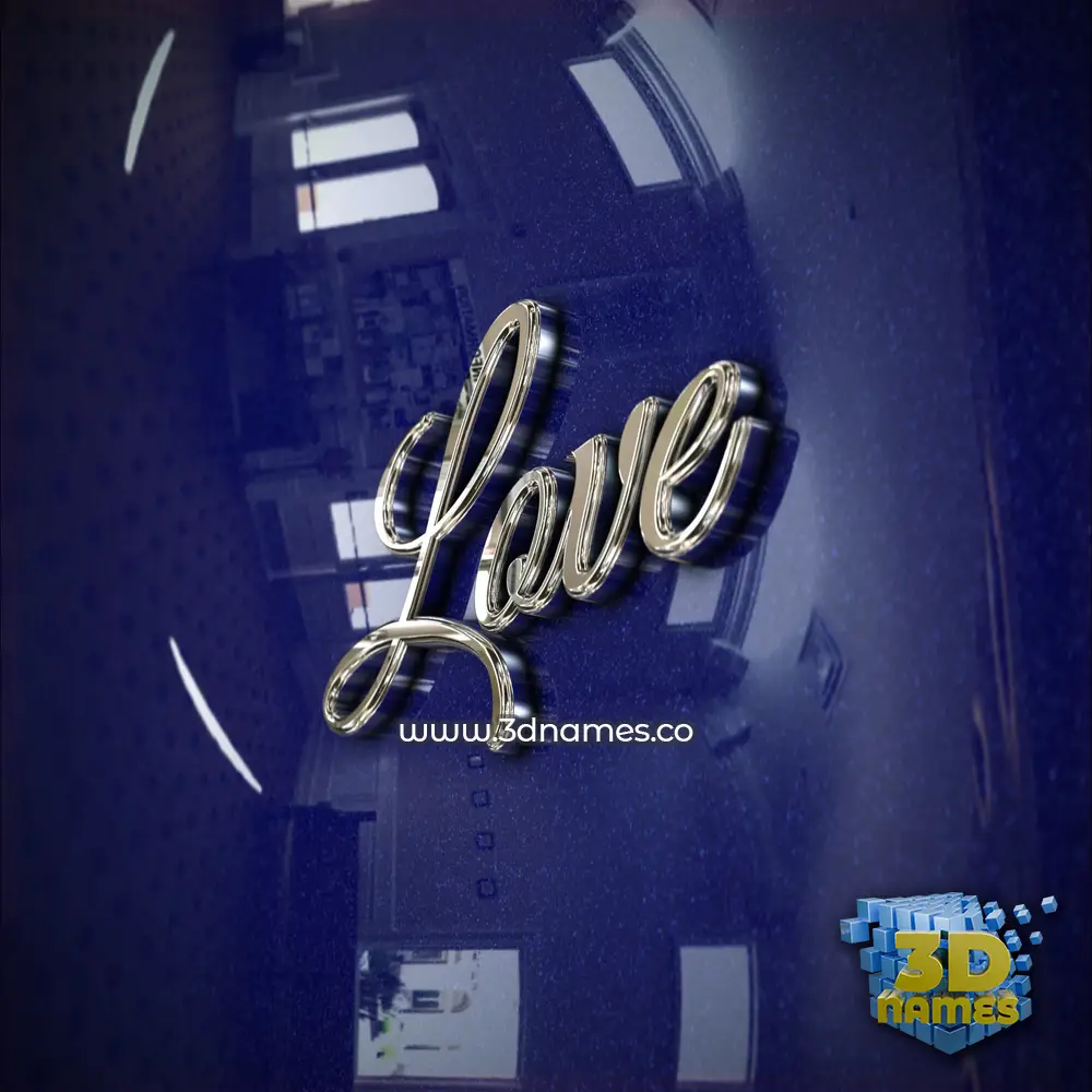 love in Metalic Blue style - 3D name wallpaper